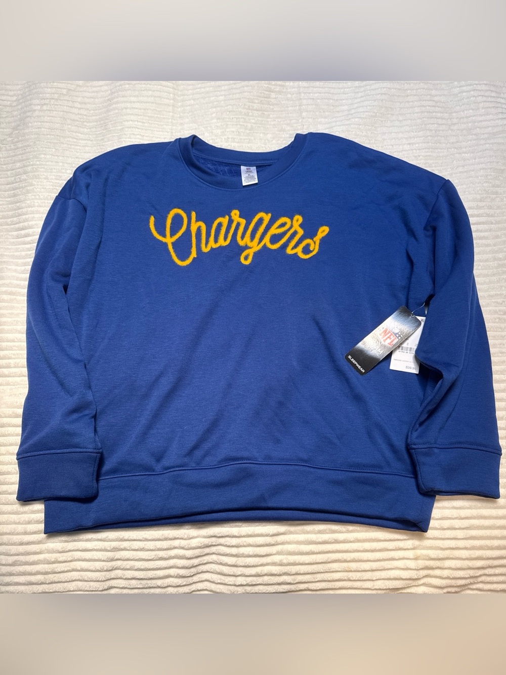NFL Blue Chargers Script Crewneck Sweatshirt